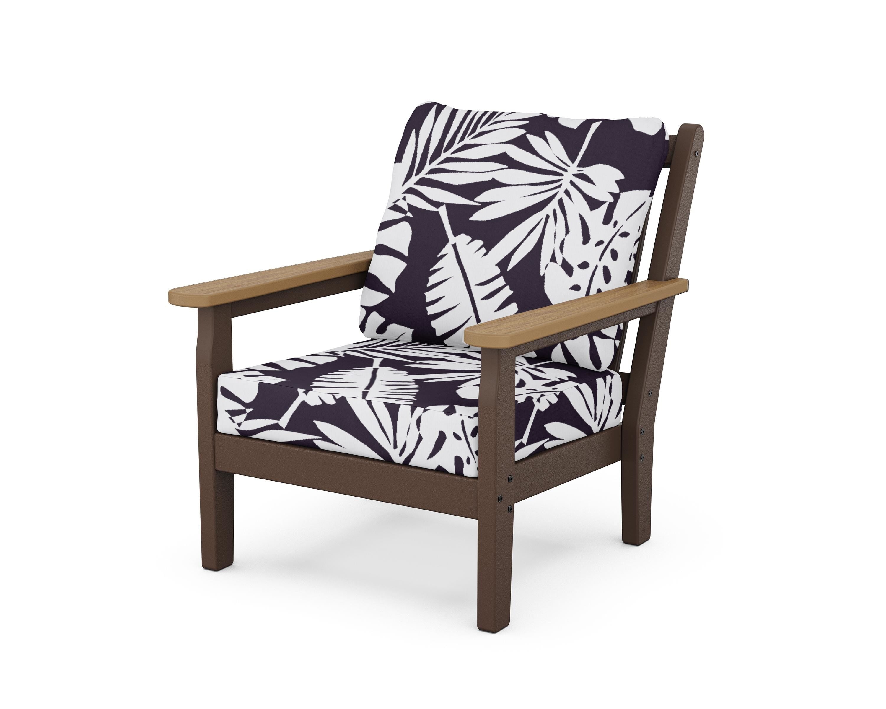 POLYWOOD® Chippendale Deep Seating Chair in Mahogany / Natural / Leaf Navy
