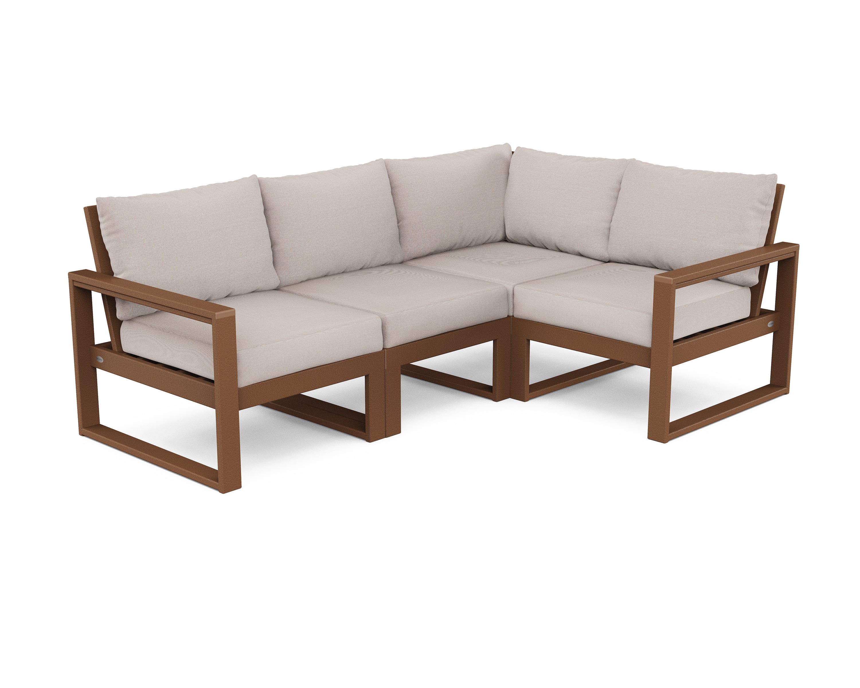 POLYWOOD® EDGE 4-Piece Modular Deep Seating Set in Teak / Dune Burlap