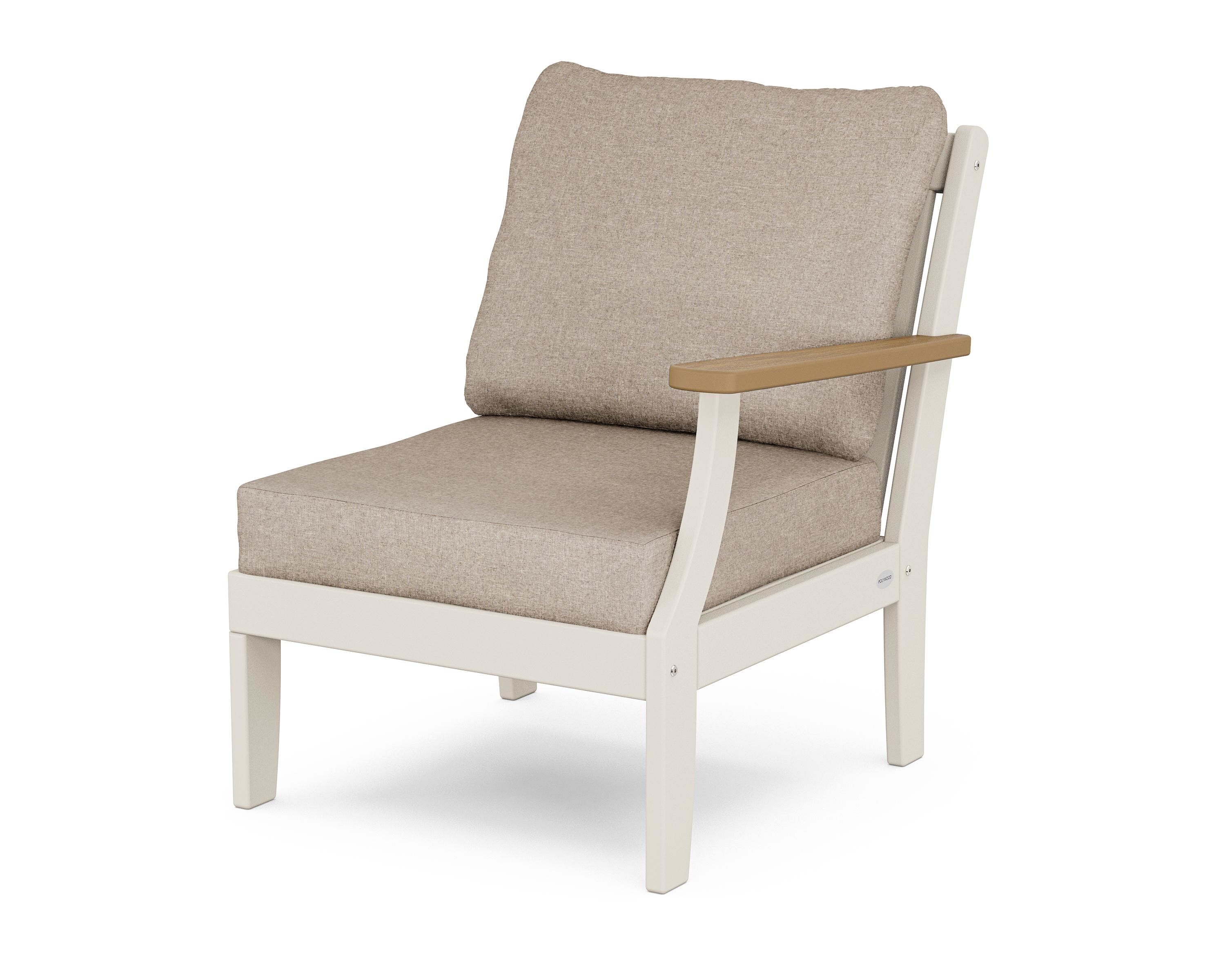 POLYWOOD® Braxton Modular Right Arm Chair in Sand / Natural / Spiced Burlap