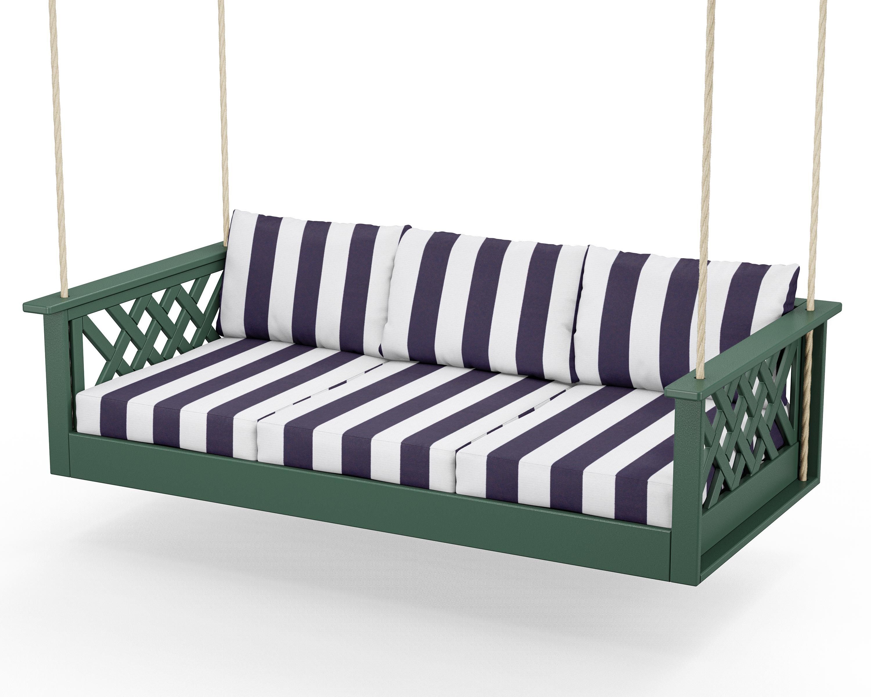 Country Living Wovendale Daybed Swing in Green / Cabana Stripe Navy