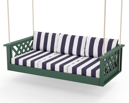 Country Living Wovendale Daybed Swing in Green / Cabana Stripe Navy
