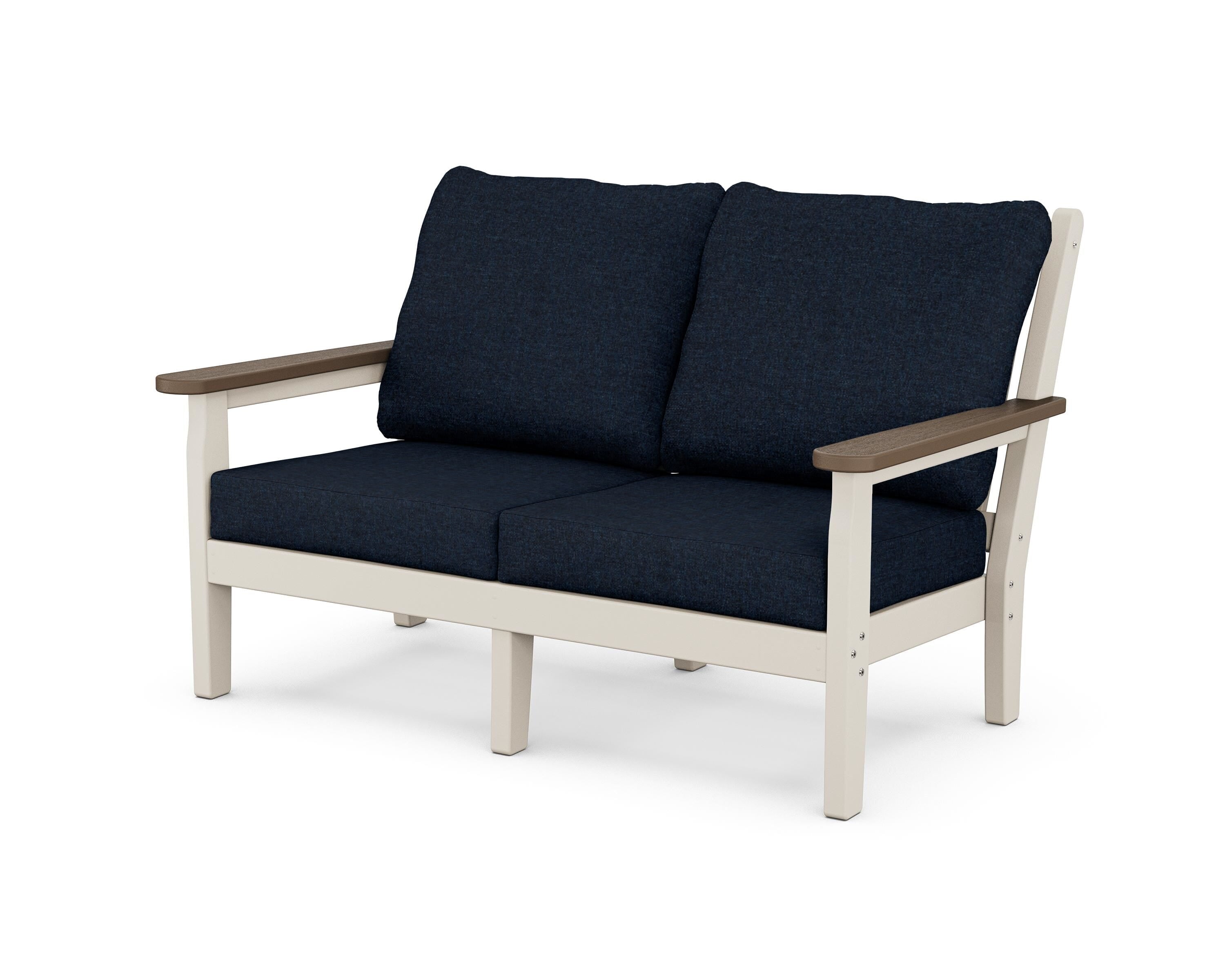 POLYWOOD® Chippendale Deep Seating Loveseat in Sand / Kona / Marine Indigo