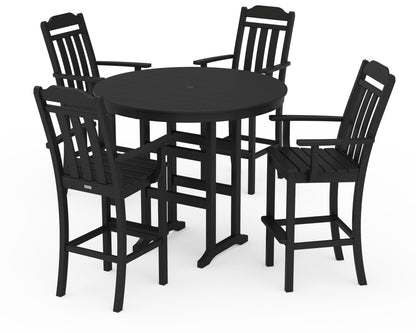 Country Living Cottage 5-Piece Round Farmhouse Bar Set in Black