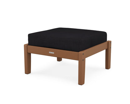 Martha Stewart by POLYWOOD® Chinoiserie Deep Seating Ottoman in Teak / Midnight Linen