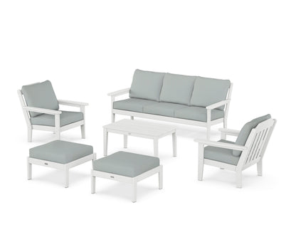 Country Living Cottage 6-Piece Lounge Sofa Set in White / Spa