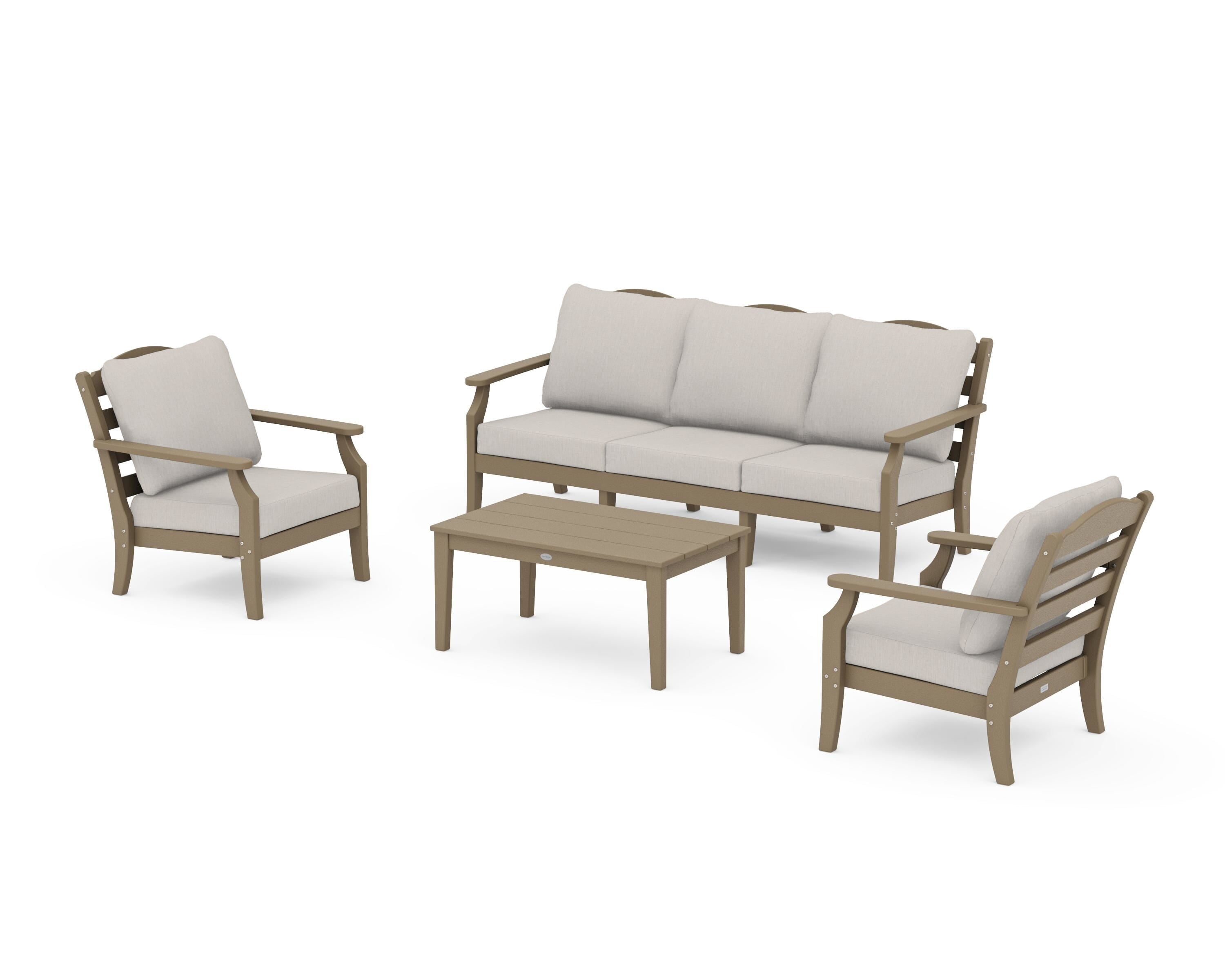 Draper James™ by  POLYWOOD® Savannah 4-Piece Deep Seating Set with Sofa in Vintage Sahara / Cast Ash