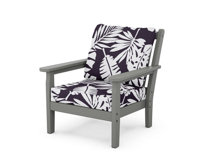 POLYWOOD® Chippendale Deep Seating Chair in Slate Grey / Leaf Navy