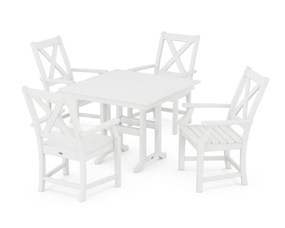 POLYWOOD® Braxton 5-Piece Farmhouse Dining Set in White