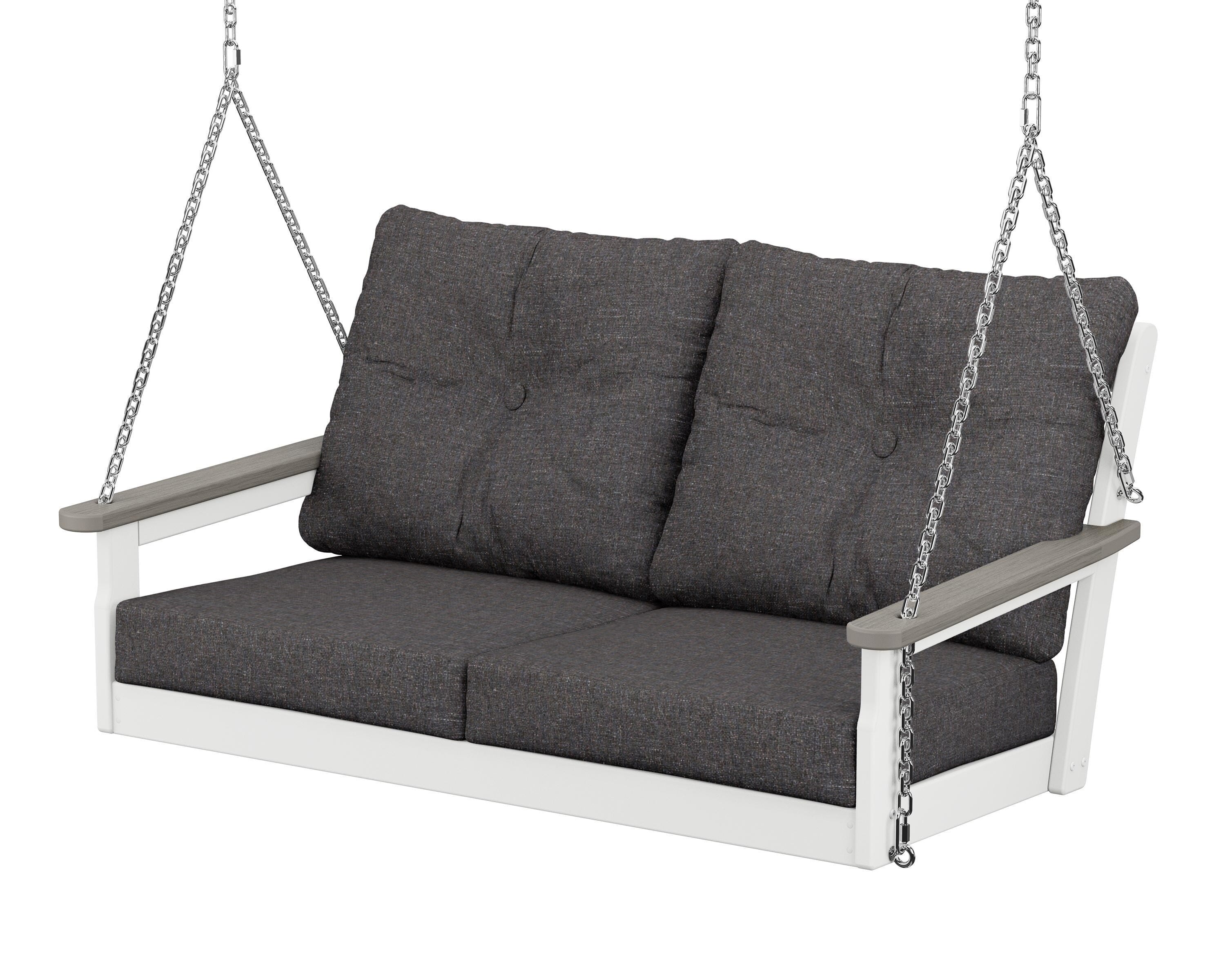 POLYWOOD® Vineyard Deep Seating Swing in White / Driftwood / Ash Charcoal