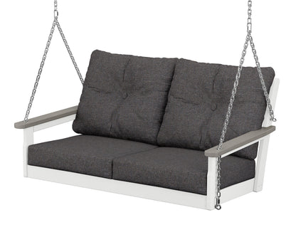POLYWOOD® Vineyard Deep Seating Swing in White / Driftwood / Ash Charcoal