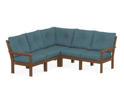 POLYWOOD® Vineyard 5-Piece Sectional in Teak / Ocean Teal
