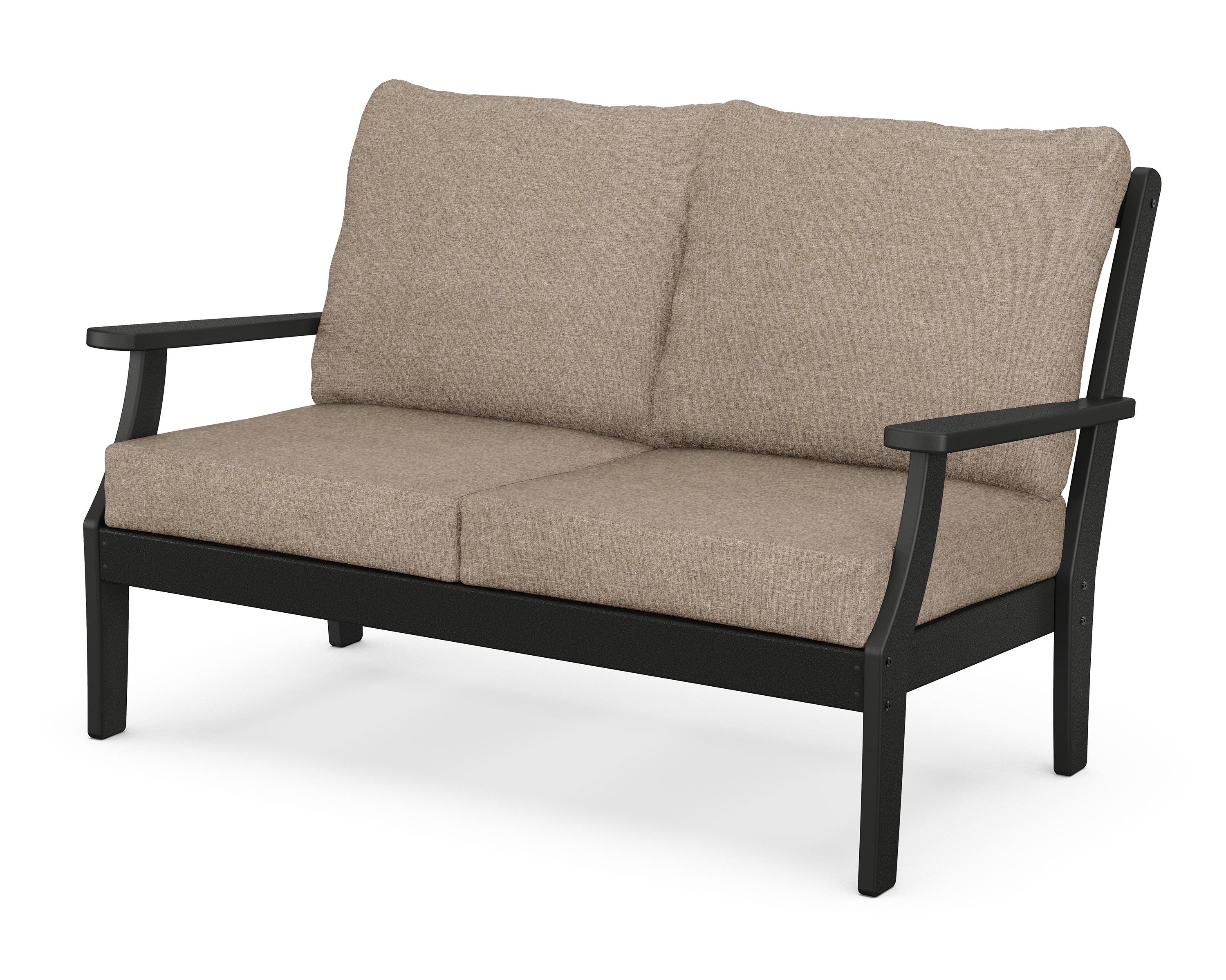 POLYWOOD® Braxton Deep Seating Loveseat in Black / Spiced Burlap