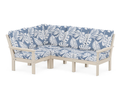 POLYWOOD® Vineyard 4-Piece Sectional in Sand / Leaf Sky Blue
