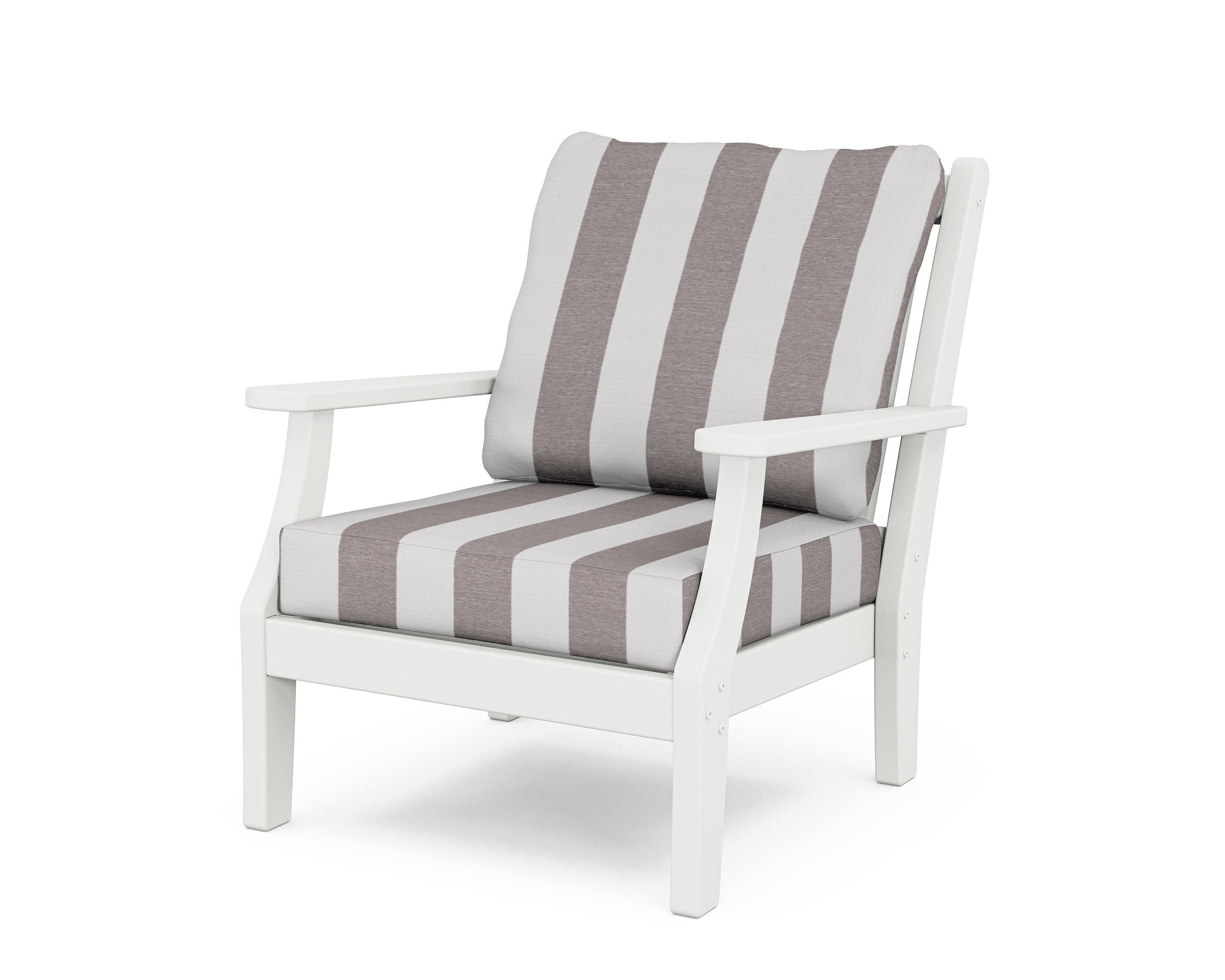 Country Living Wovendale Deep Seating Chair in White / Cabana Stripe Grey Mist