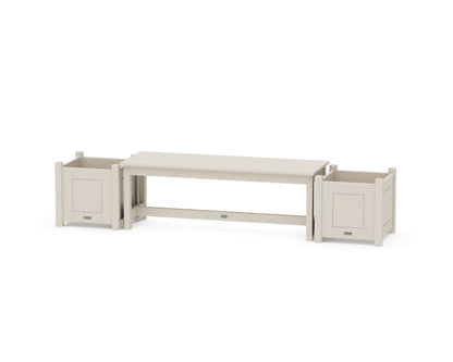 POLYWOOD® 48" Country Living Straight Planter Bench Set in Sand
