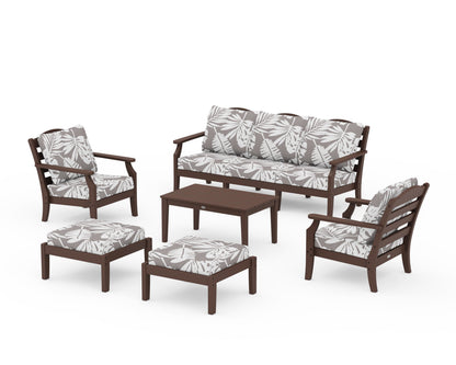 Draper James™ by  POLYWOOD® Savannah 6-Piece Lounge Sofa Set in Mahogany / Leaf Grey Mist