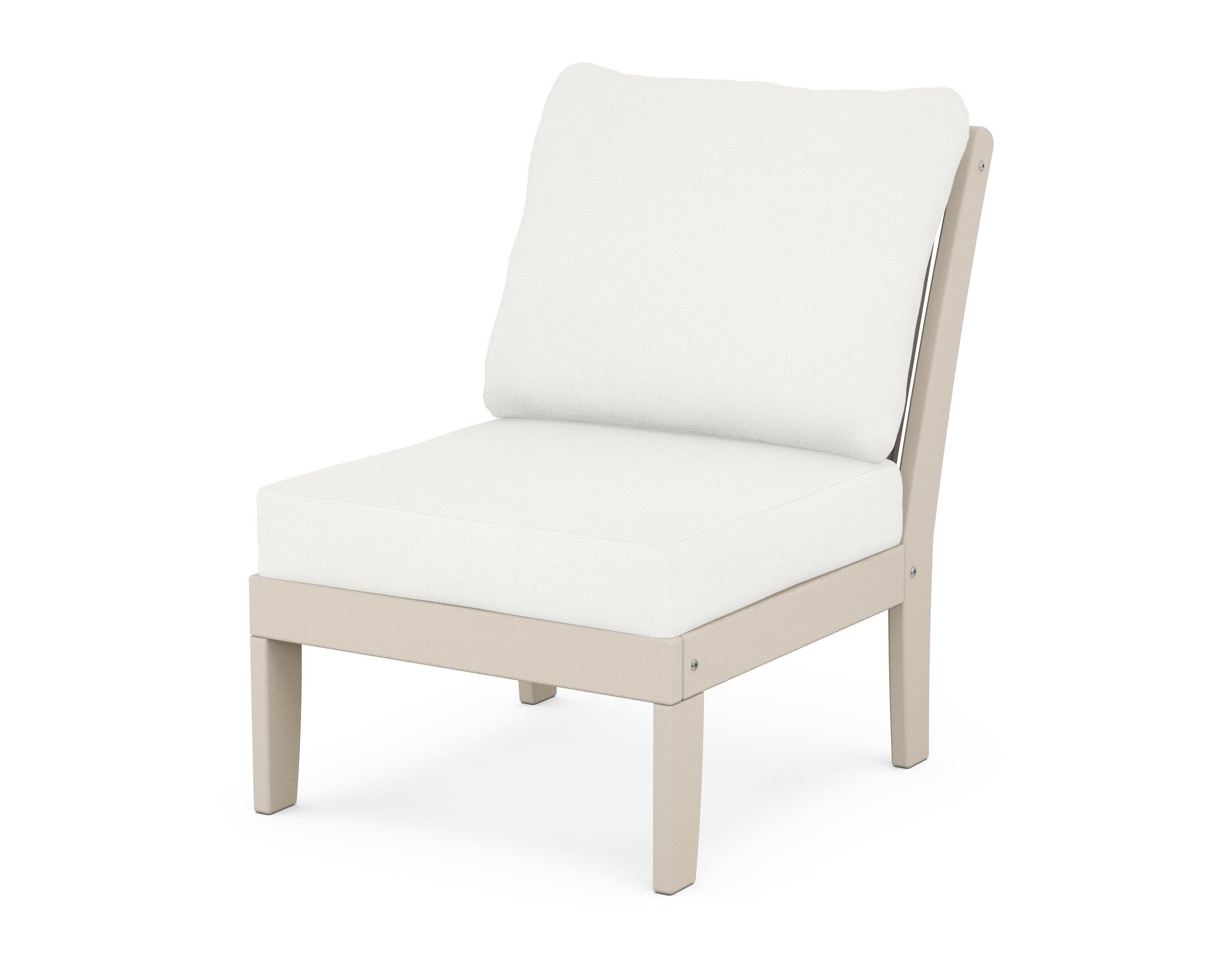 POLYWOOD® Braxton Modular Armless Chair in Sand / Natural Linen