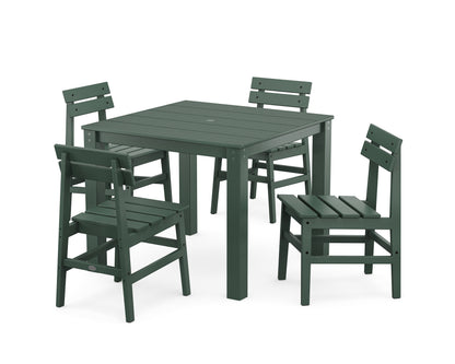 POLYWOOD® Modern Studio Plaza Chair 5-Piece Parsons Dining Set in Green