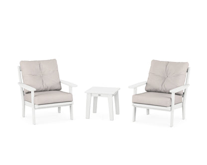 POLYWOOD® Oxford 3-Piece Deep Seating Set in White / Dune Burlap