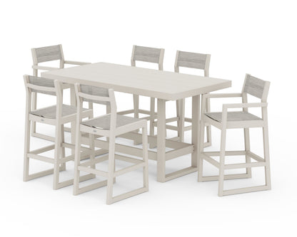 POLYWOOD® EDGE Sling 7-Piece Bar Table Set in Sand / Birch Sling