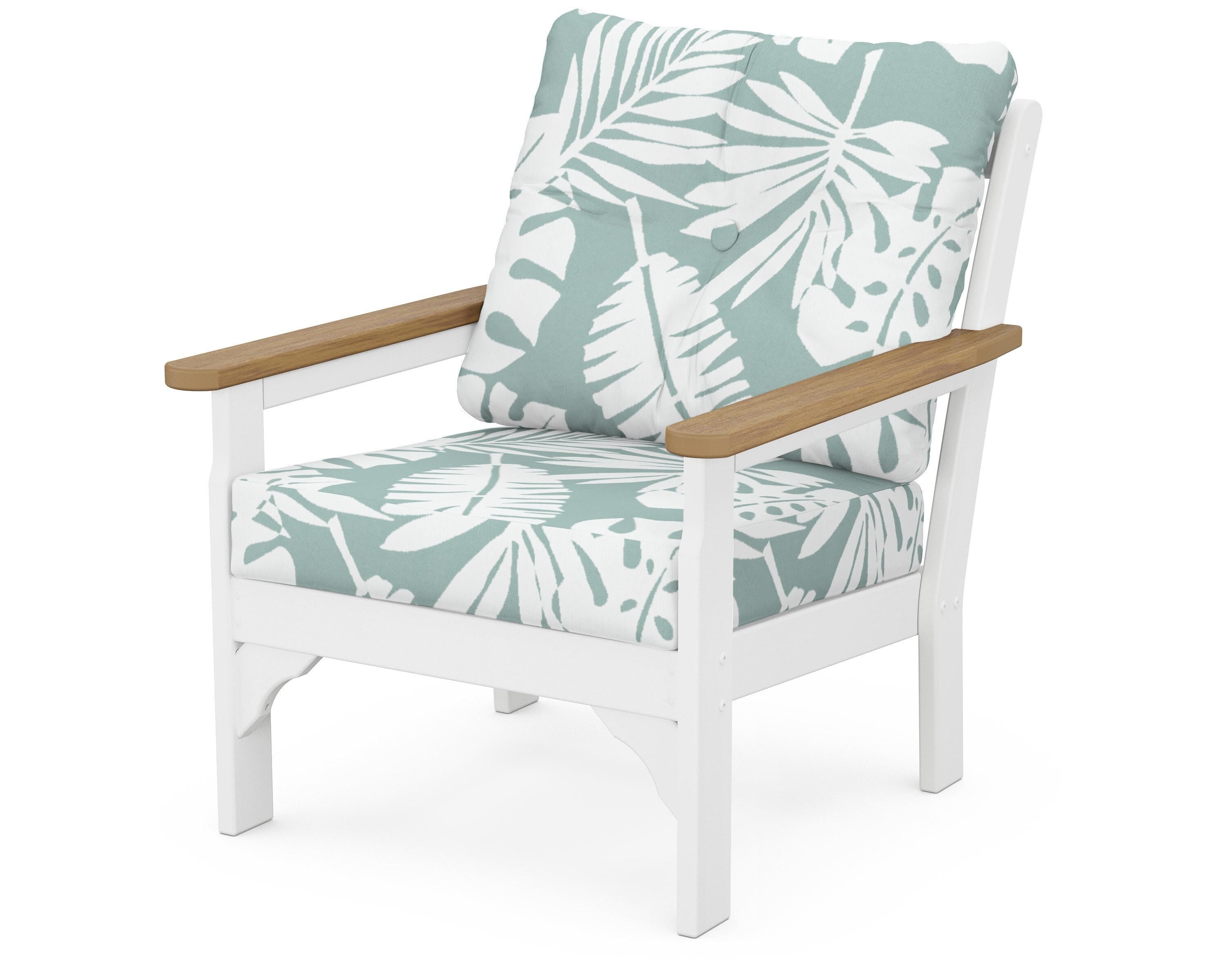 POLYWOOD® Vineyard Deep Seating Chair in White / Natural / Leaf Glacier Spa