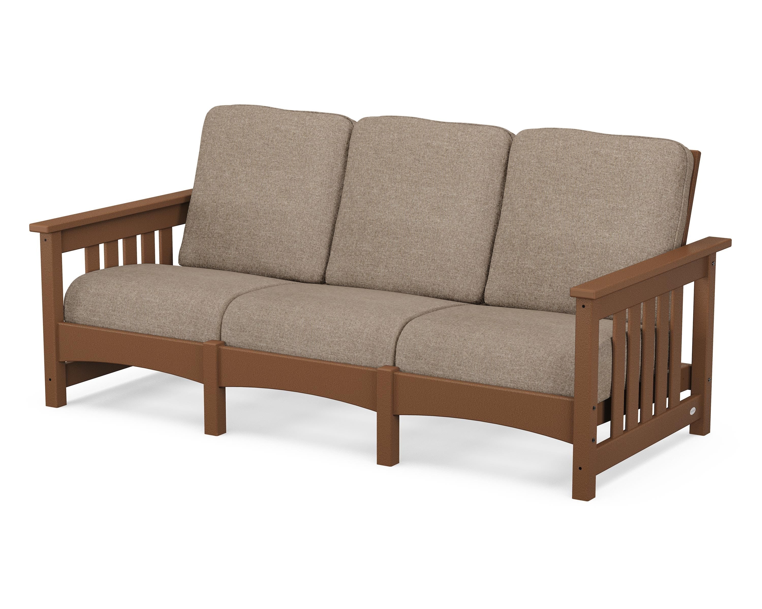 POLYWOOD® Club Mission Sofa in Teak / Spiced Burlap