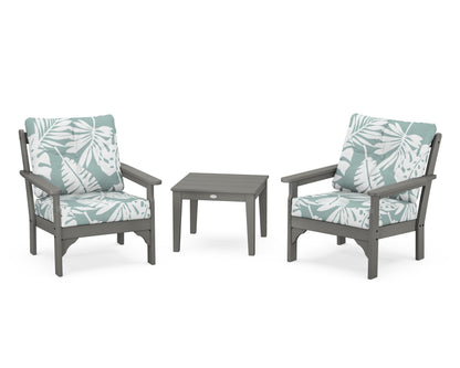 POLYWOOD® Vineyard 3-Piece Deep Seating Set in Slate Grey / Leaf Glacier Spa