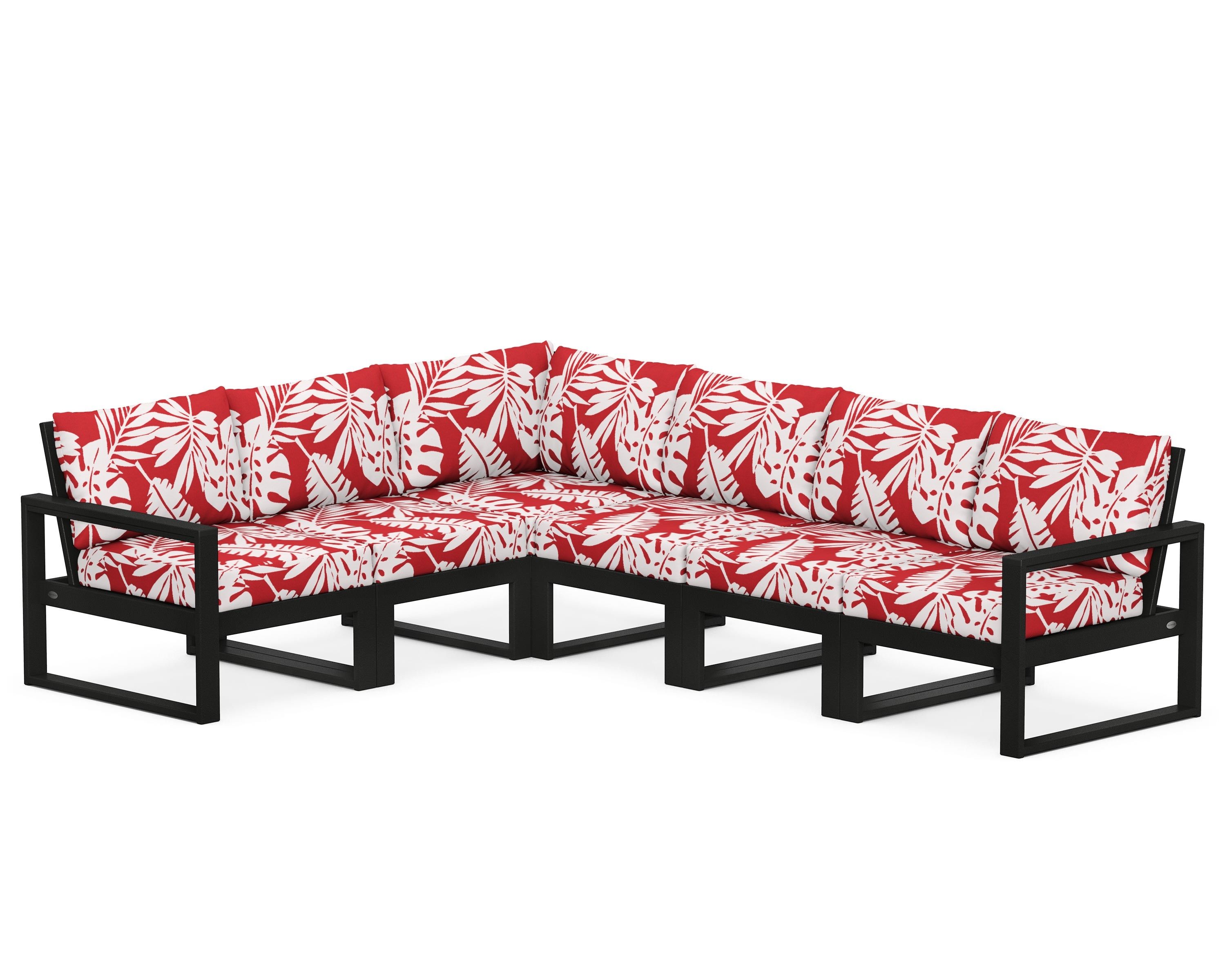 POLYWOOD® EDGE 6-Piece Modular Deep Seating Set in Black / Leaf Crimson