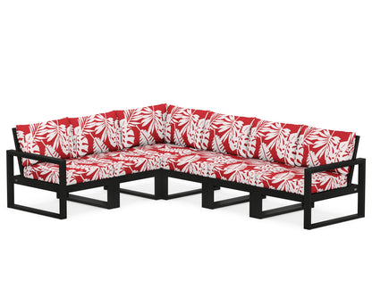 POLYWOOD® EDGE 6-Piece Modular Deep Seating Set in Black / Leaf Crimson