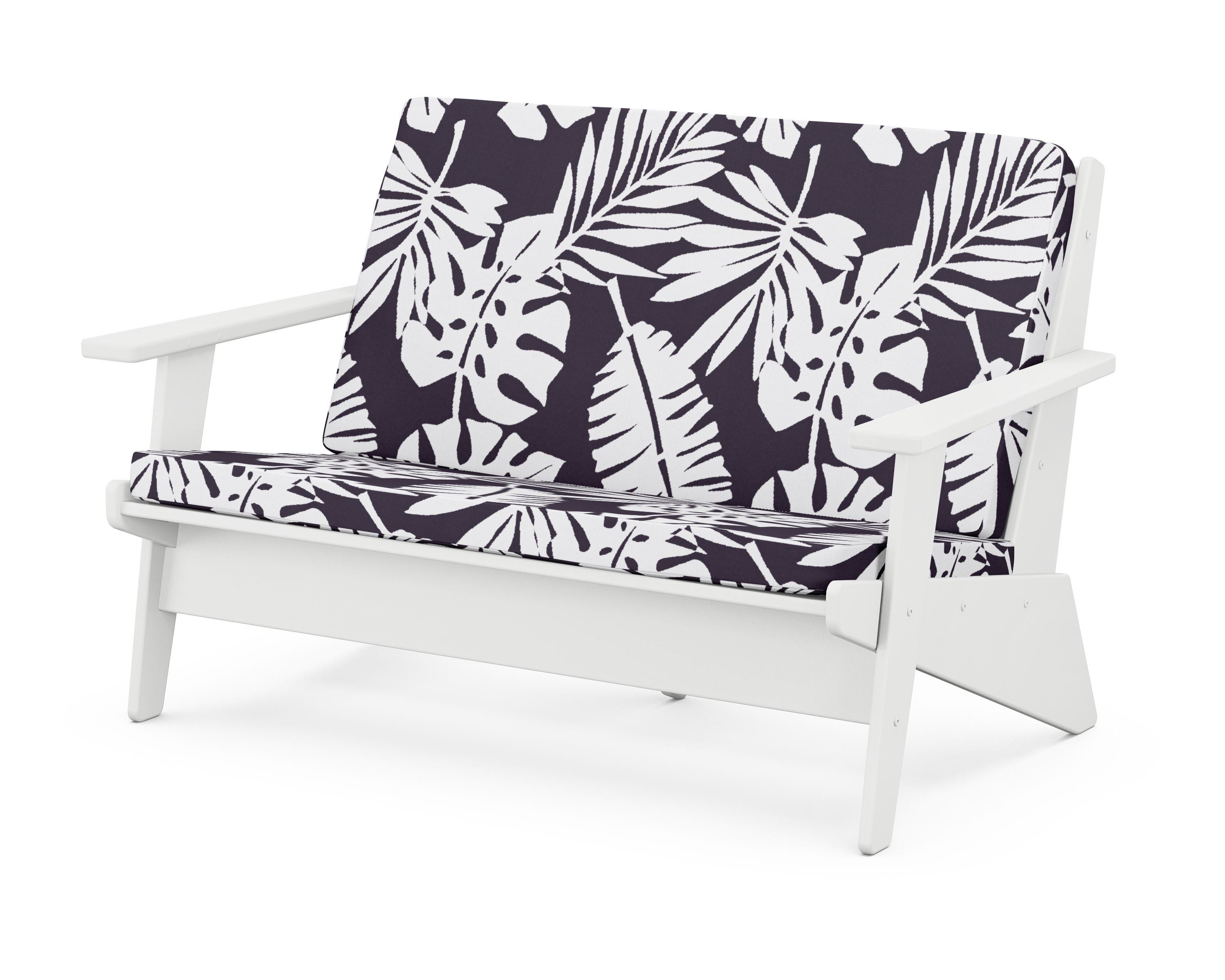 POLYWOOD® Riviera Modern Lounge Loveseat in White / Leaf Navy