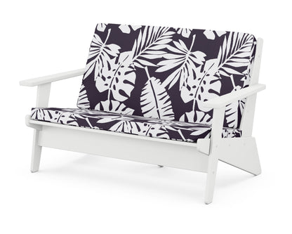 POLYWOOD® Riviera Modern Lounge Loveseat in White / Leaf Navy