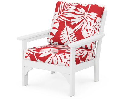 POLYWOOD® Vineyard Deep Seating Chair in White / Leaf Crimson