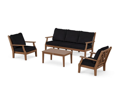 Country Living Wovendale 4-Piece Deep Seating Set with Sofa in Teak / Midnight Linen