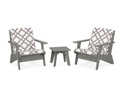 POLYWOOD® Riviera Modern Lounge 3-Piece Set in Slate Grey / Trellis Grey Mist