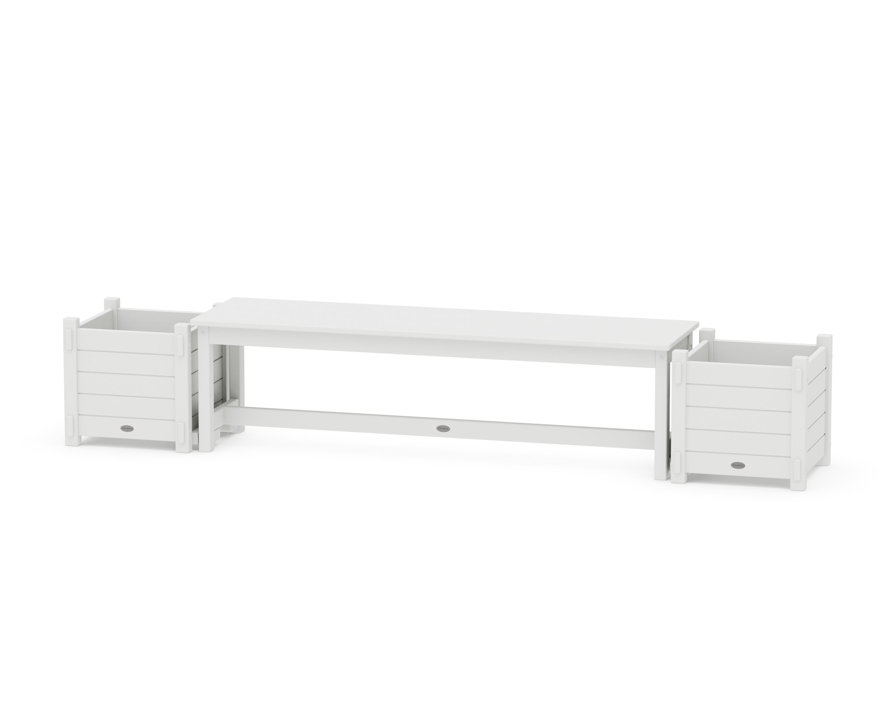 POLYWOOD® 60" Nautical Straight Planter Bench Set in White