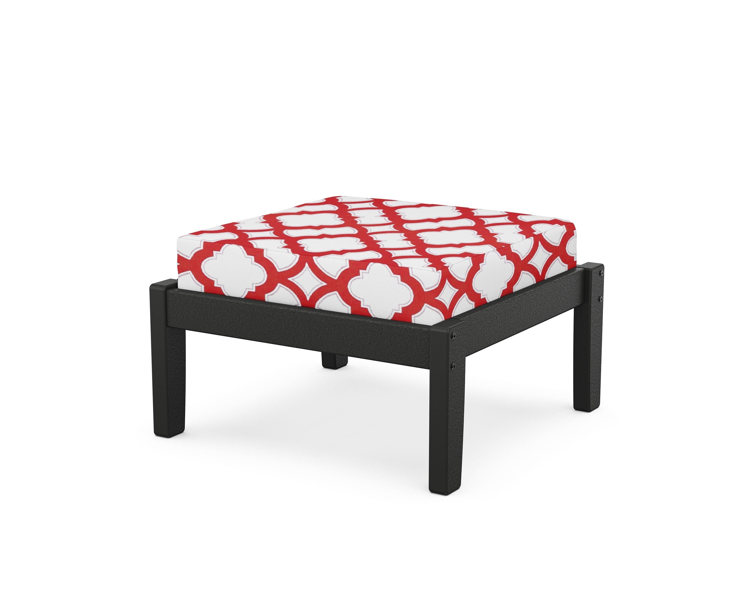 Unbranded Deep Seating Ottoman in Black / Trellis Crimson
