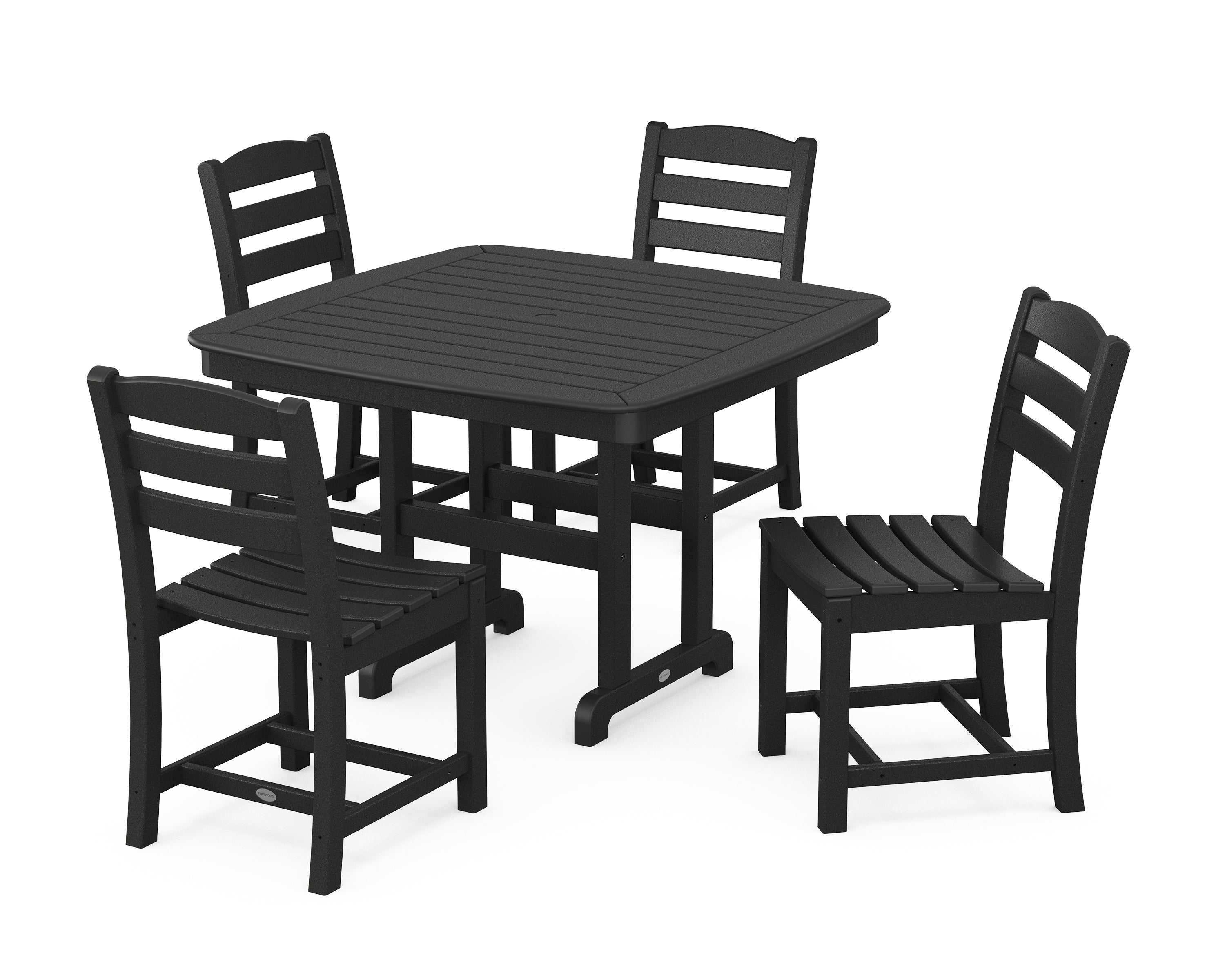 POLYWOOD® La Casa Café Side Chair 5-Piece Dining Set with Trestle Legs in Black