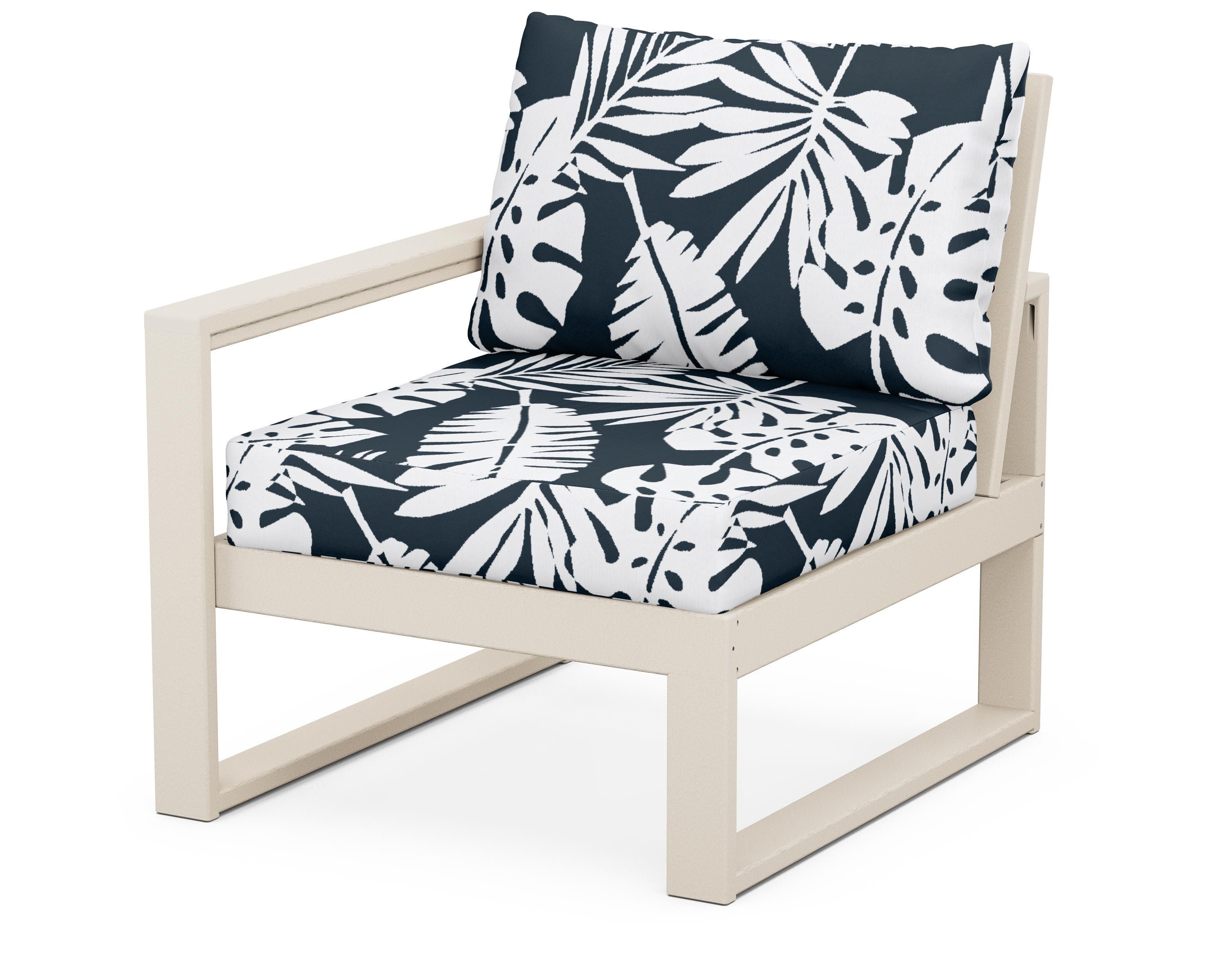 POLYWOOD® EDGE Modular Left Arm Chair in Sand / Leaf Marine Indigo