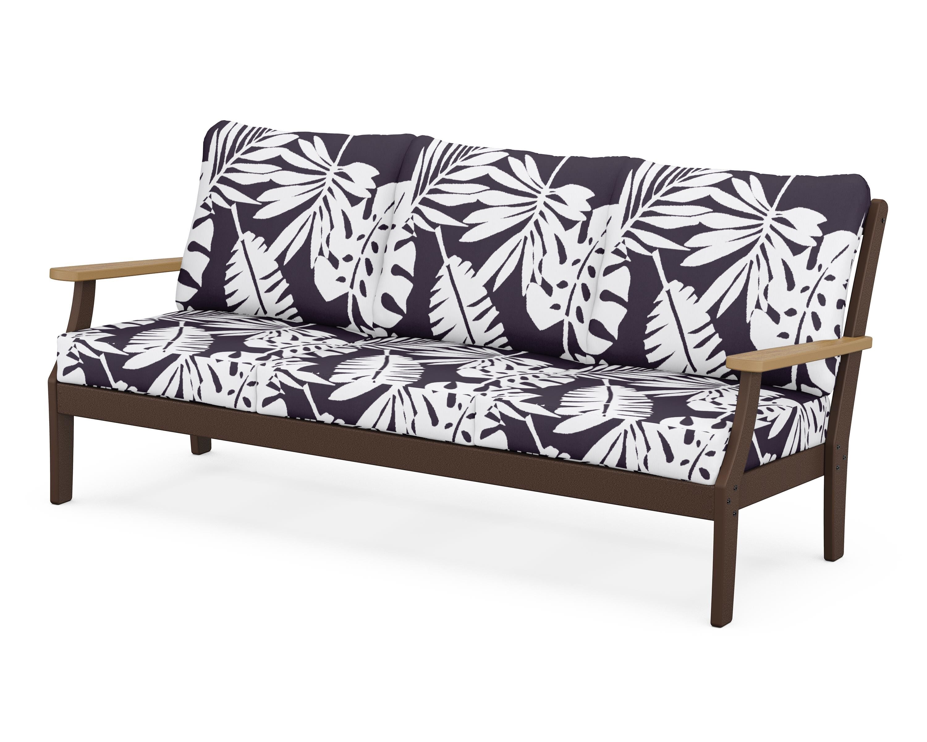 POLYWOOD® Braxton Deep Seating Sofa in Mahogany / Natural / Leaf Navy