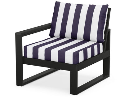 POLYWOOD® EDGE Modular Left Arm Chair in Black / Cabana Stripe Navy