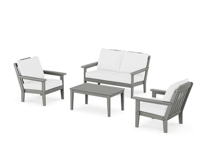 Country Living Cottage 4-Piece Deep Seating Set with Loveseat in Slate Grey / Natural