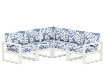 POLYWOOD® EDGE 5-Piece Modular Deep Seating Set in White / Leaf Sky Blue