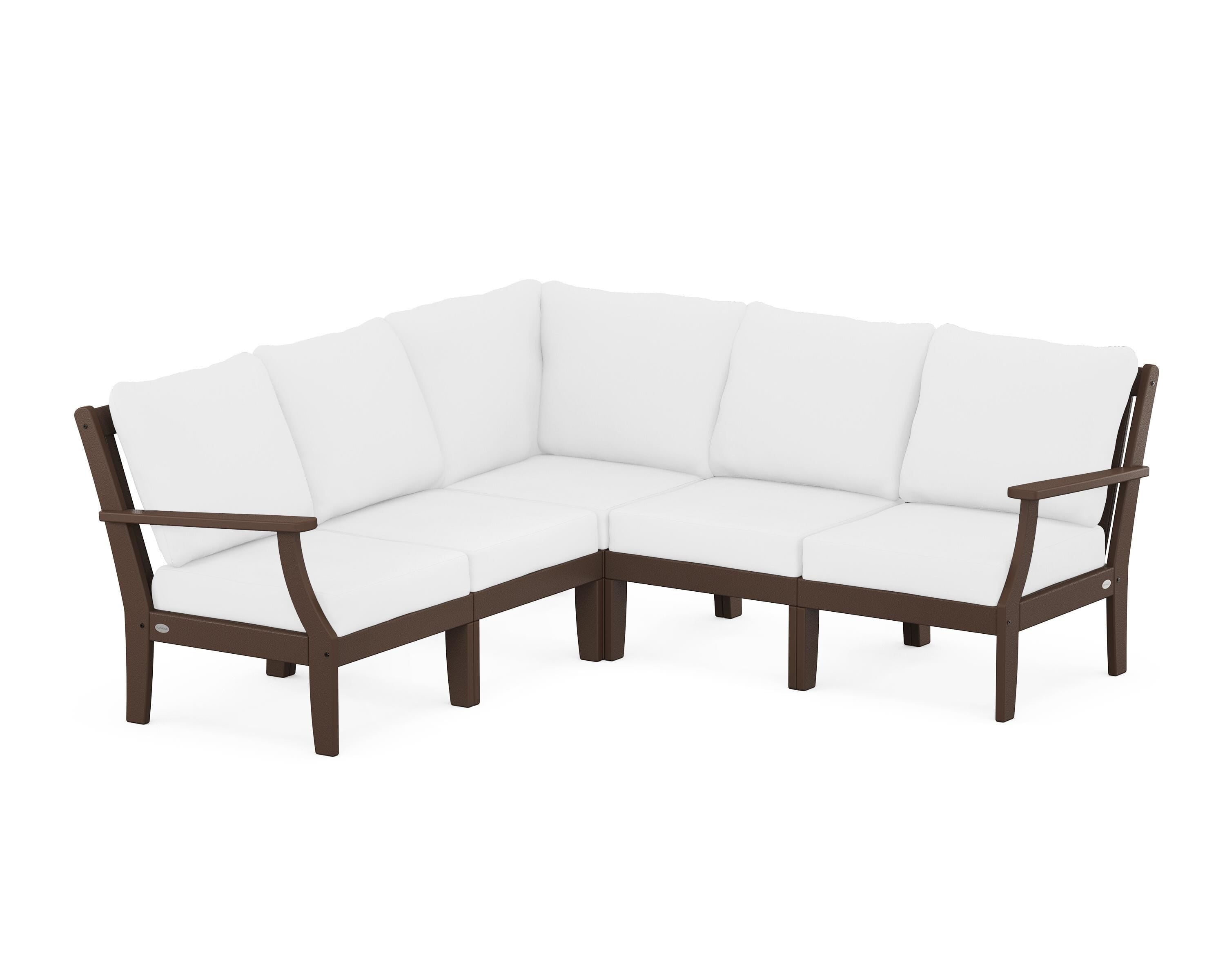 POLYWOOD® Braxton Modular 5-Piece Deep Seating Set in Mahogany / Natural