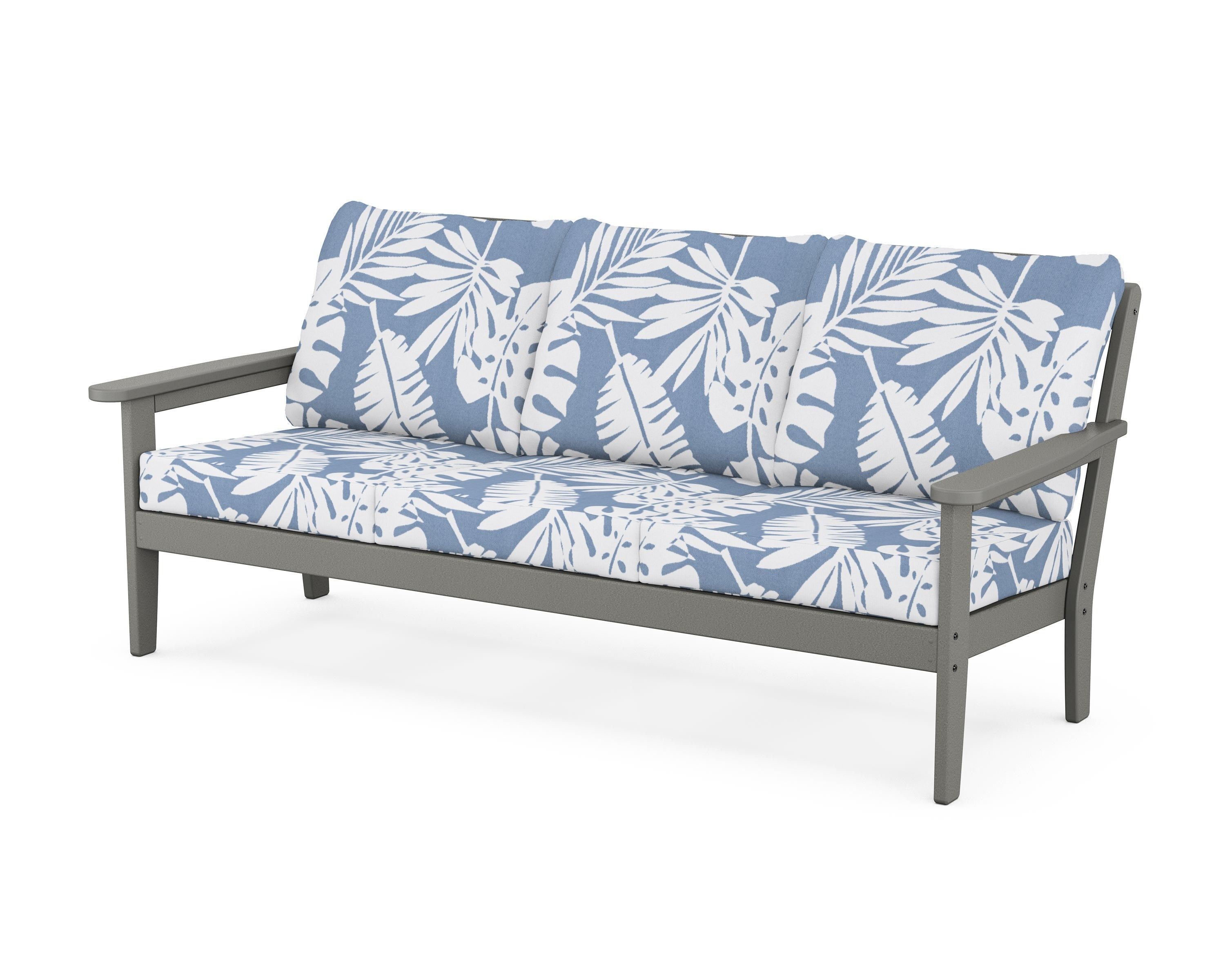 Country Living Cottage Deep Seating Sofa in Slate Grey / Leaf Sky Blue