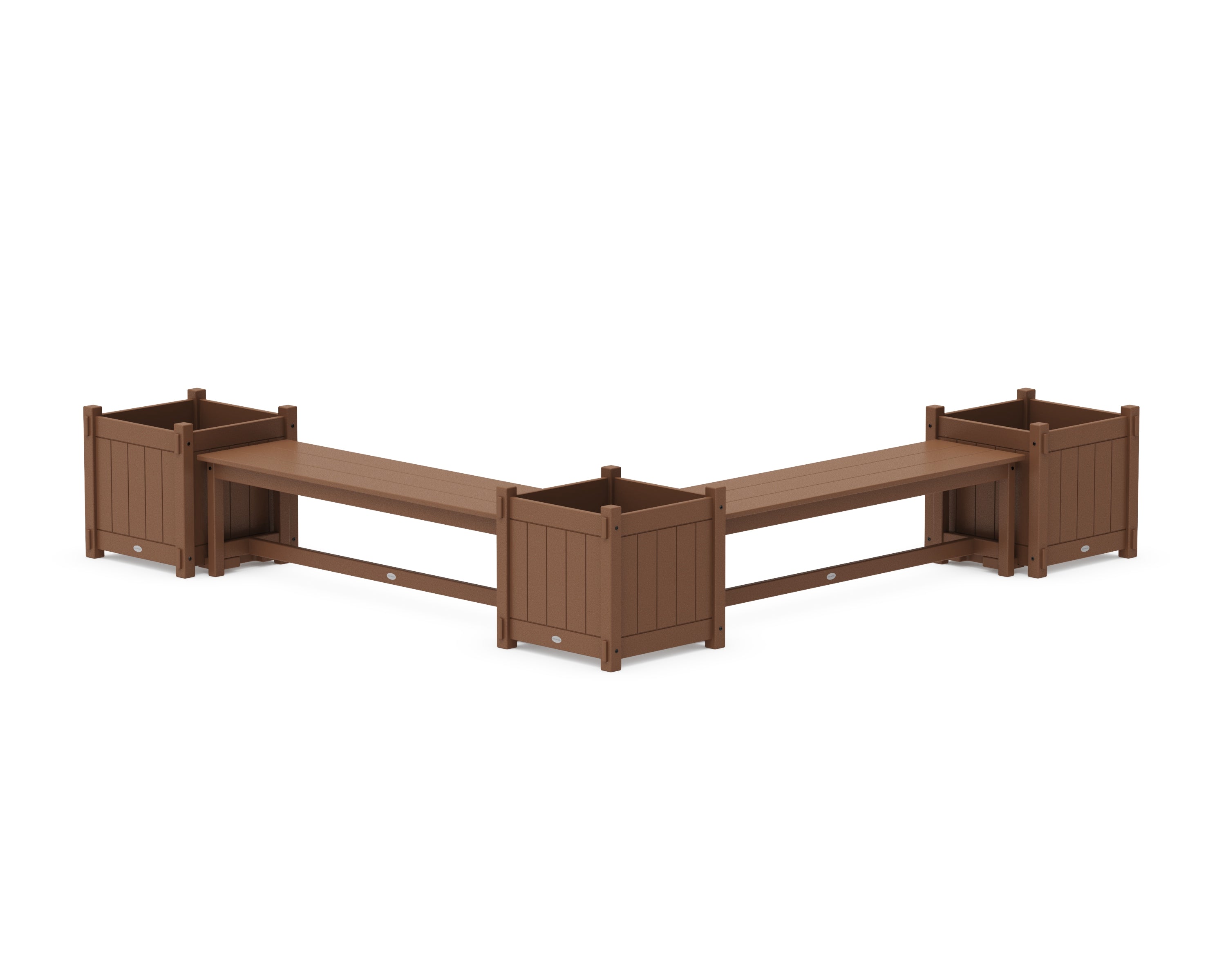 POLYWOOD® 60" Vineyard L- Shaped Planter Bench Corner Set - Large in Teak