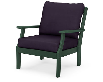 POLYWOOD® Braxton Deep Seating Chair in Green / Navy Linen