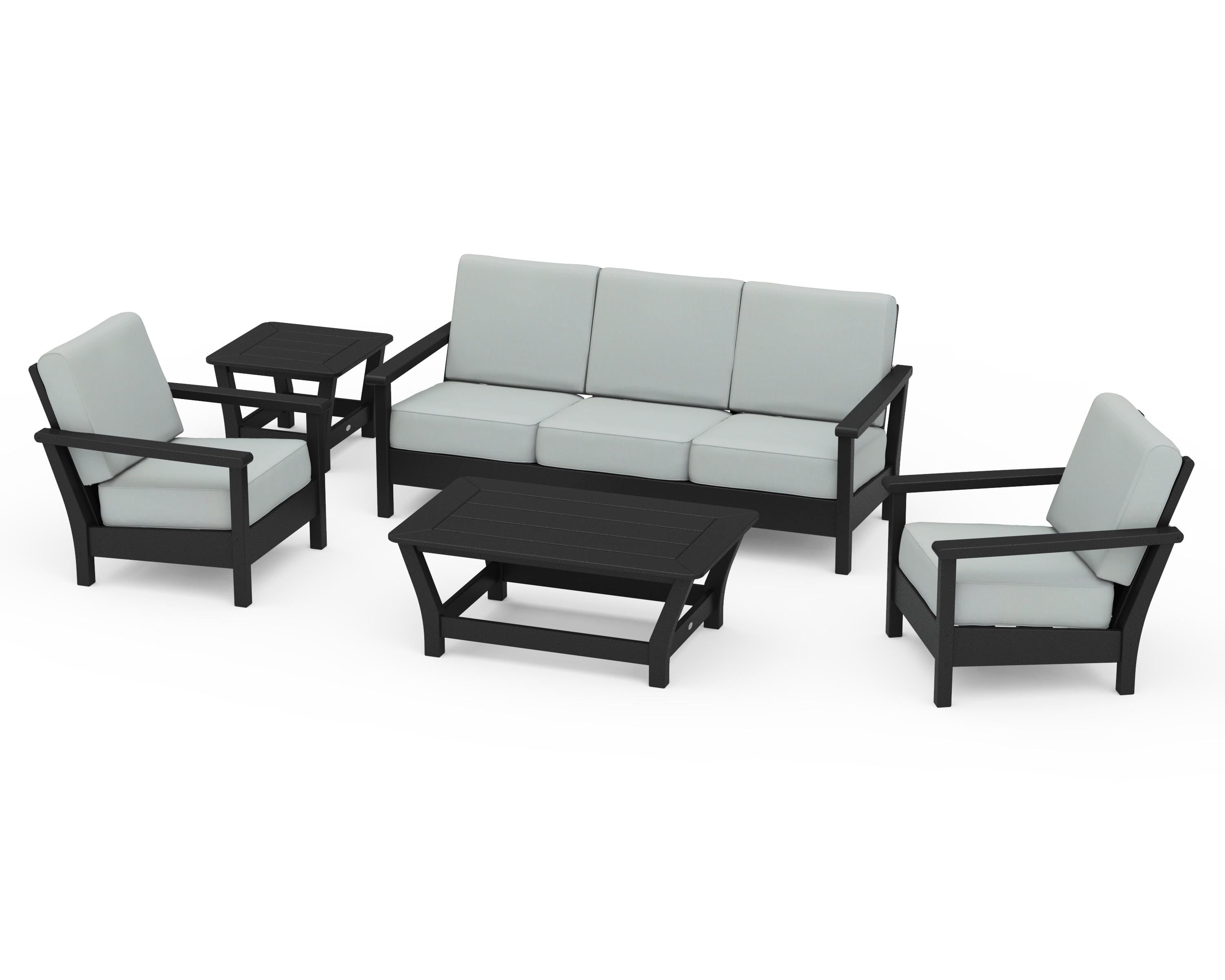 POLYWOOD® Harbour 5-Piece Deep Seating Set in Black / Spa
