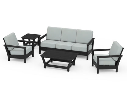 POLYWOOD® Harbour 5-Piece Deep Seating Set in Black / Spa
