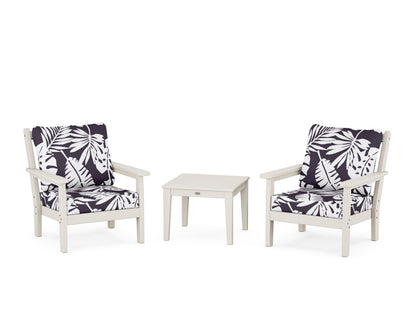POLYWOOD® Chippendale 3-Piece Deep Seating Set in Sand / Leaf Navy