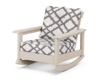 POLYWOOD® Prescott Deep Seating Rocking Chair in Sand / Trellis Grey Mist